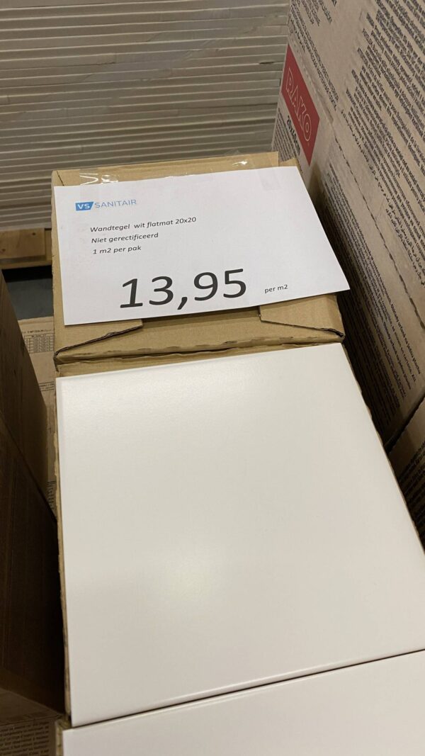 Wandtegel wit flat mat 20x20 cm - Afbeelding 2